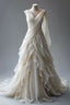 Princess Ball Gowns V Neckline Pleats White Chiffon Wedding Dress