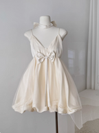 Princess Bowknot Halter Neck Sling Waist Net Tulle Puffy Birthday Prom Dress Homecoming Dress