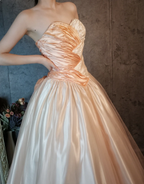 Princess Champagne Pink A-Line Sweet Bow Satin Formal Prom Dress Sweet 16 Dress