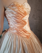 Princess Champagne Pink A-Line Sweet Bow Satin Formal Prom Dress Sweet 16 Dress