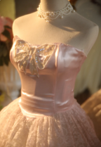 Princess Light Pink Strapless Lace Ball Gown Prom Dress Sweet 16 Dress