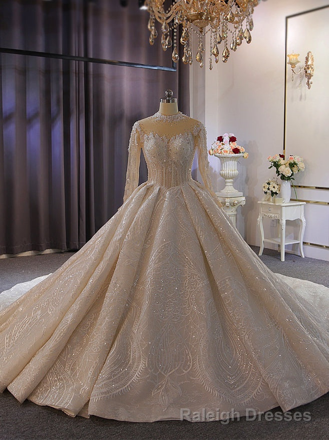 Princess Long Sleeve Beading Sequins Wedding Dress Main image