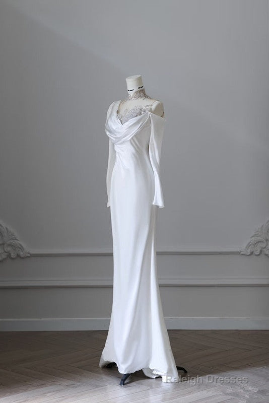 Princess Mermaid High Neck Sequin White Satin Wedding Dress