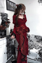 Princess Mermaid Sweetheart Lolita Dress Christmas Dress Burgundy Birthday Dresses