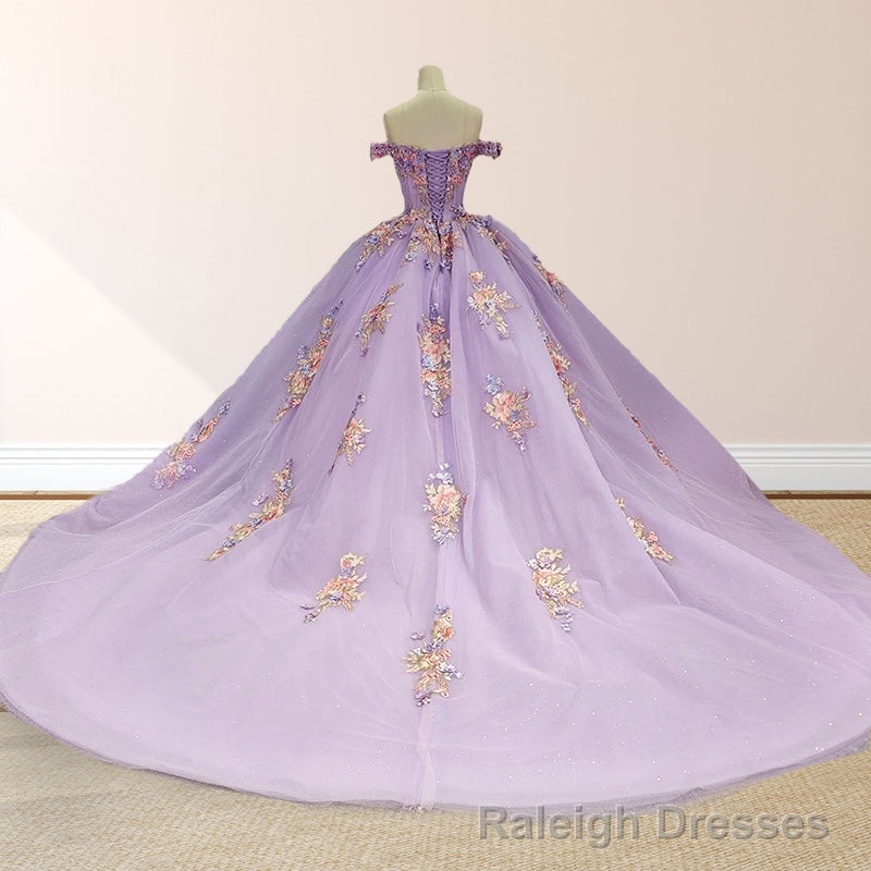 Princess Off the Shoulder Appliques Court Train Quinceanera Dresses Secondary image