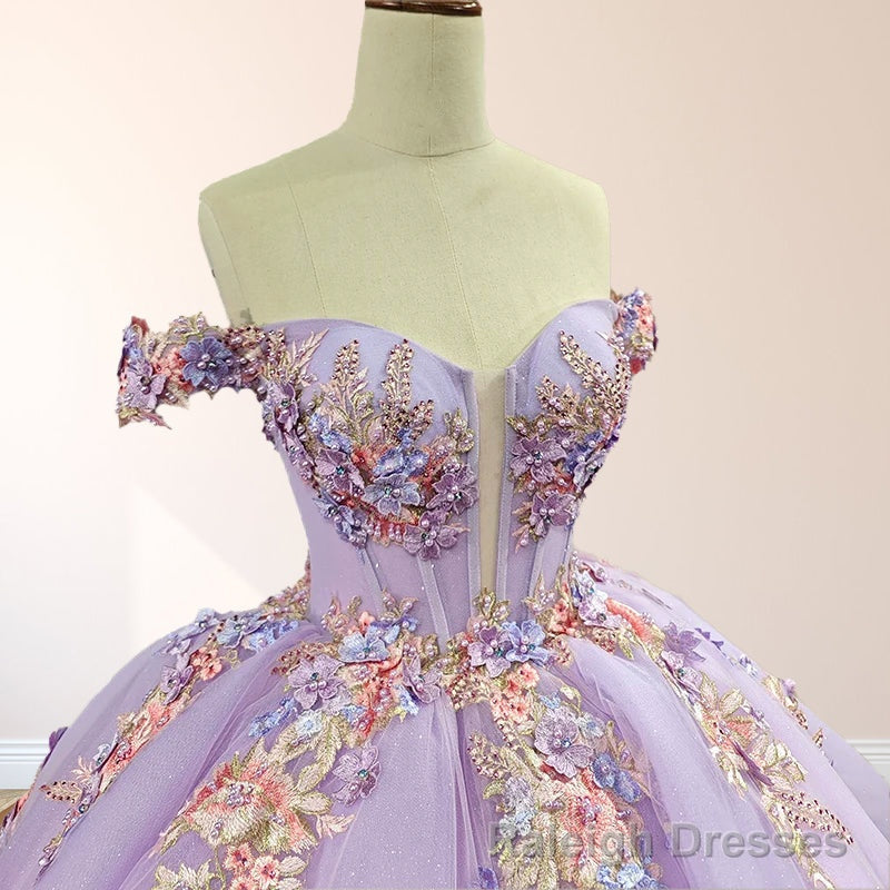 Princess Off the Shoulder Appliques Court Train Quinceanera Dresses