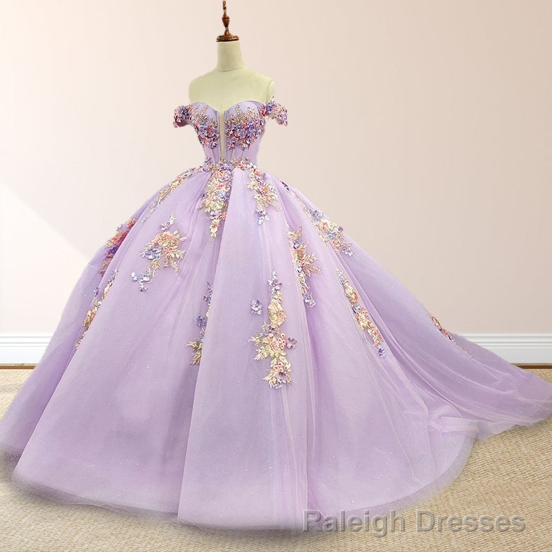 Princess Off the Shoulder Appliques Court Train Quinceanera Dresses