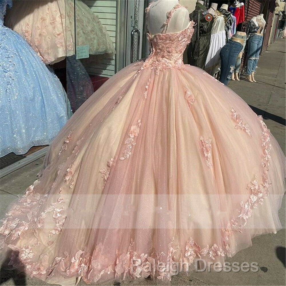 Princess Pink Quinceanera Dress Lace Appliques Sweet 15 Prom Ball Gown Secondary image