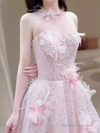 Princess Pink Sequin Long Prom Dress Party Dresses