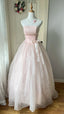 Princess Pink Strapless Bow Sequined Tulle Ball Gown Prom Dress Sweet 16 Dress