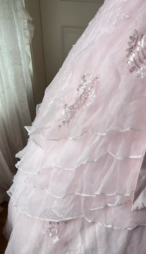 Princess Pink Strapless Tulle Ball Gown Prom Dress