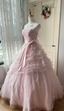 Princess Pink Strapless Tulle Ball Gown Prom Dress