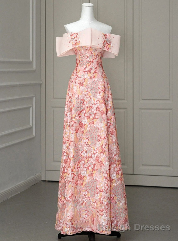 Princess Pink Tulle Sequins Strapless Prom Dress