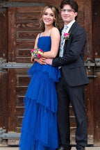Princess Royal Blue Tiered Tulle Prom Dresses Prom Dresses