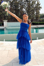 Princess Royal Blue Tiered Tulle Prom Dresses Prom Dresses