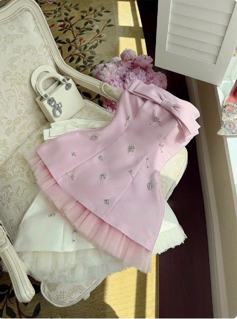 Princess Tube Top Heavy Diamond Satin A-Line 17Th Birthday Homecoming Dress Main image