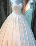 Princess Wedding Ball Gowns Sweetheart Dress Lace Appliques