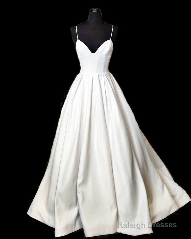 Princess Wedding Dress Satin V Neck Spaghetti Straps Main image