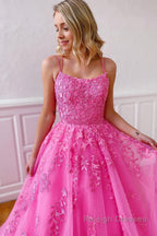 Princess Yellow Spaghetti Straps Prom Dress