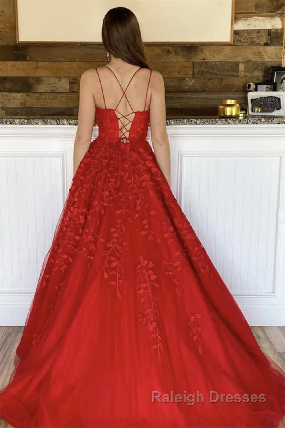 Princess Yellow Spaghetti Straps Prom Dress