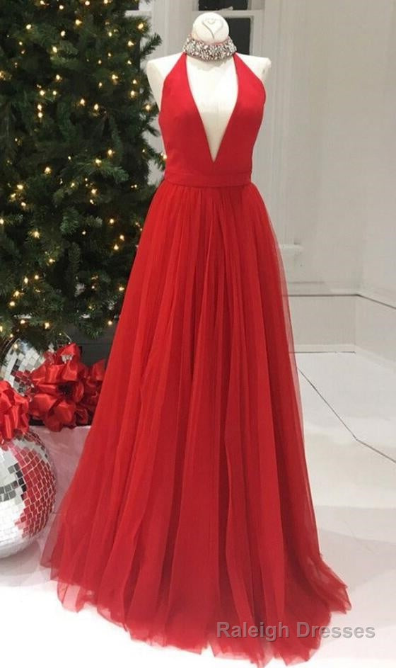 Newly A Line V Neck Red Tulle 2026 Prom Dresses Secondary image