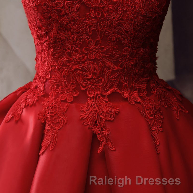 Red Round Neckline Layers Short Prom Dress, Red Lace Homecoming Dress Secondary image