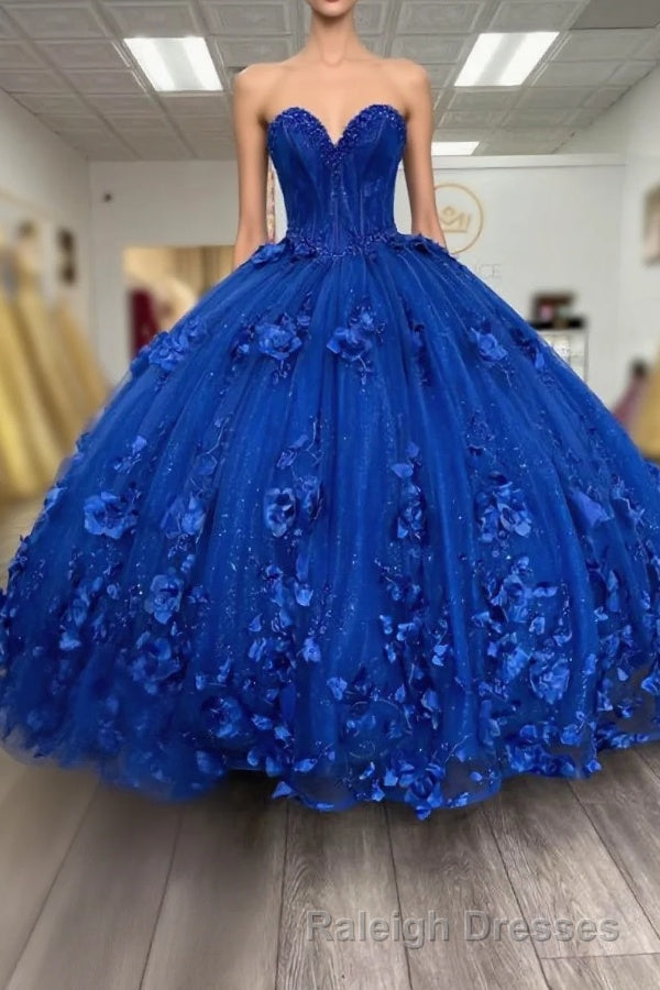 Royal Blue Quinceanera Dress Ball Gown With Appliques Flowers Princess Sweet 16 Dresses Main image