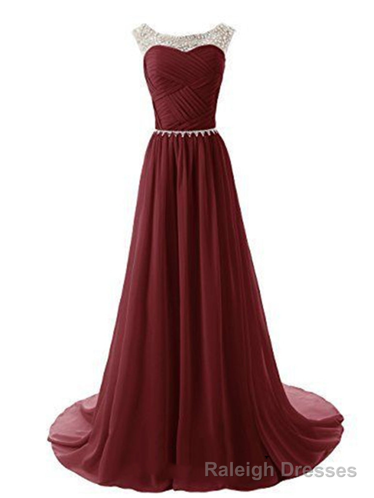 A Line Round Neckline Maroon Long Prom Dresses 2016, Long Formal Dresses Main image