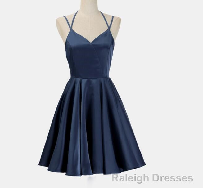 Lovely Short Straps Halter Navy Blue Summer Women in Stock Homecoming Dresses Main image