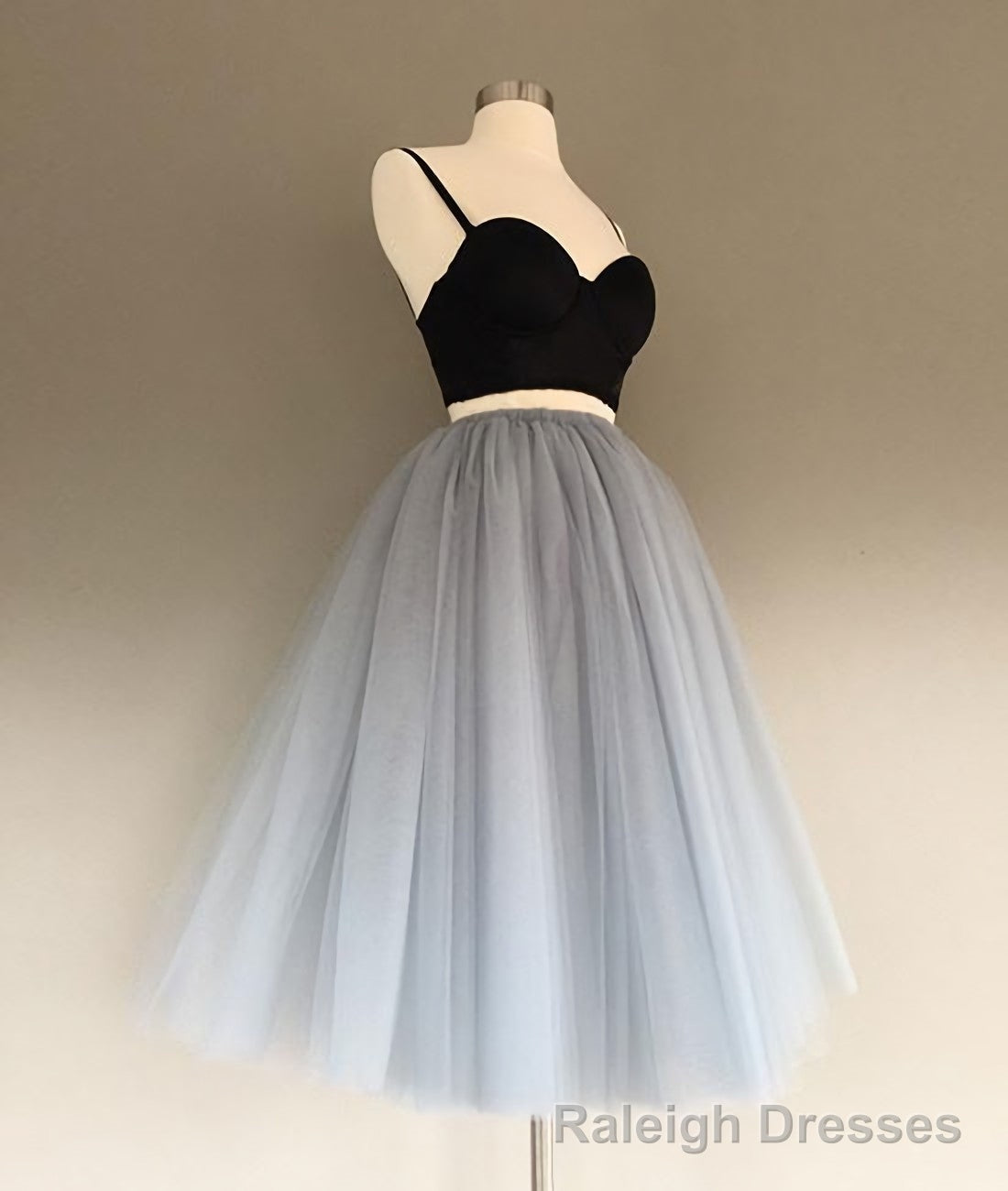 Two Pieces Black And Silver Short Sexy Spaghrtti Strap A Line Prom Dresses Main image