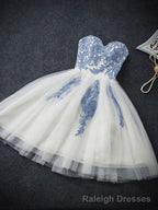 A Line Strapless Cute Sweetheart Short Ivory Hoco Short Prom Dresses