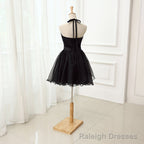 Cute Little Black Short Halter Short 2026 Prom Dresses