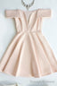 Cute Off The Shoulder Light Pink V Neck Short Prom Dresses
