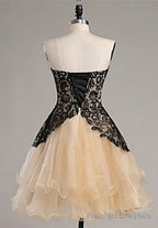 Black Lace Sweatheart Cute Short custom Elegant Wowen Short For Teens Prom Dresses