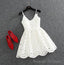 Cute White Lace Short Lace Spaghetti Straps Prom Dresses