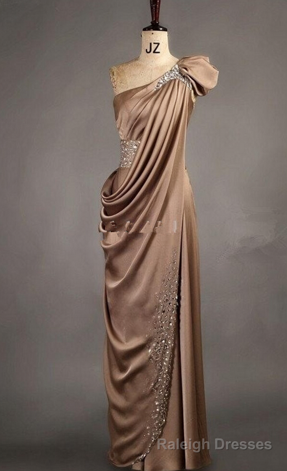 New Arrival Satin One Shoulder Handmade Beads Floor Length Women Prom Dresses Secondary image