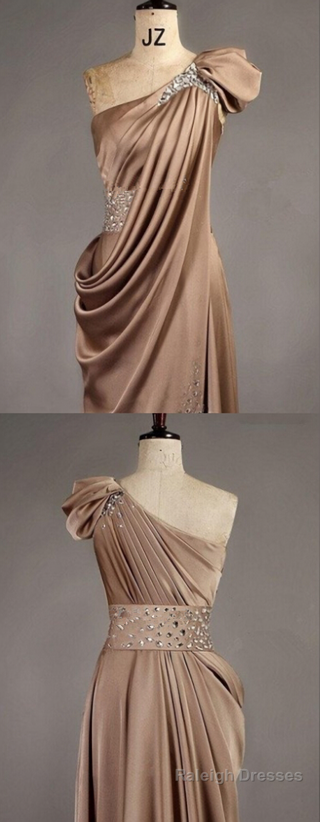 New Arrival Satin One Shoulder Handmade Beads Floor Length Women Prom Dresses