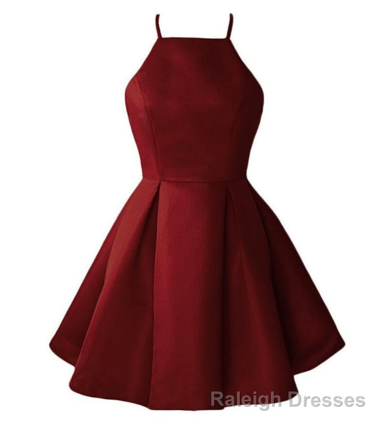 Burgundy Cute Short Halter Satin Short 2025 Wine Red for Sale Prom Dresses Main image