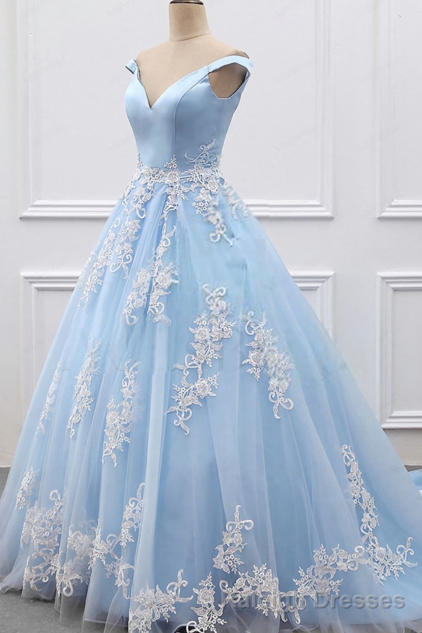 Sky Blue Appliques Charming 2025 Women Prom Dresses