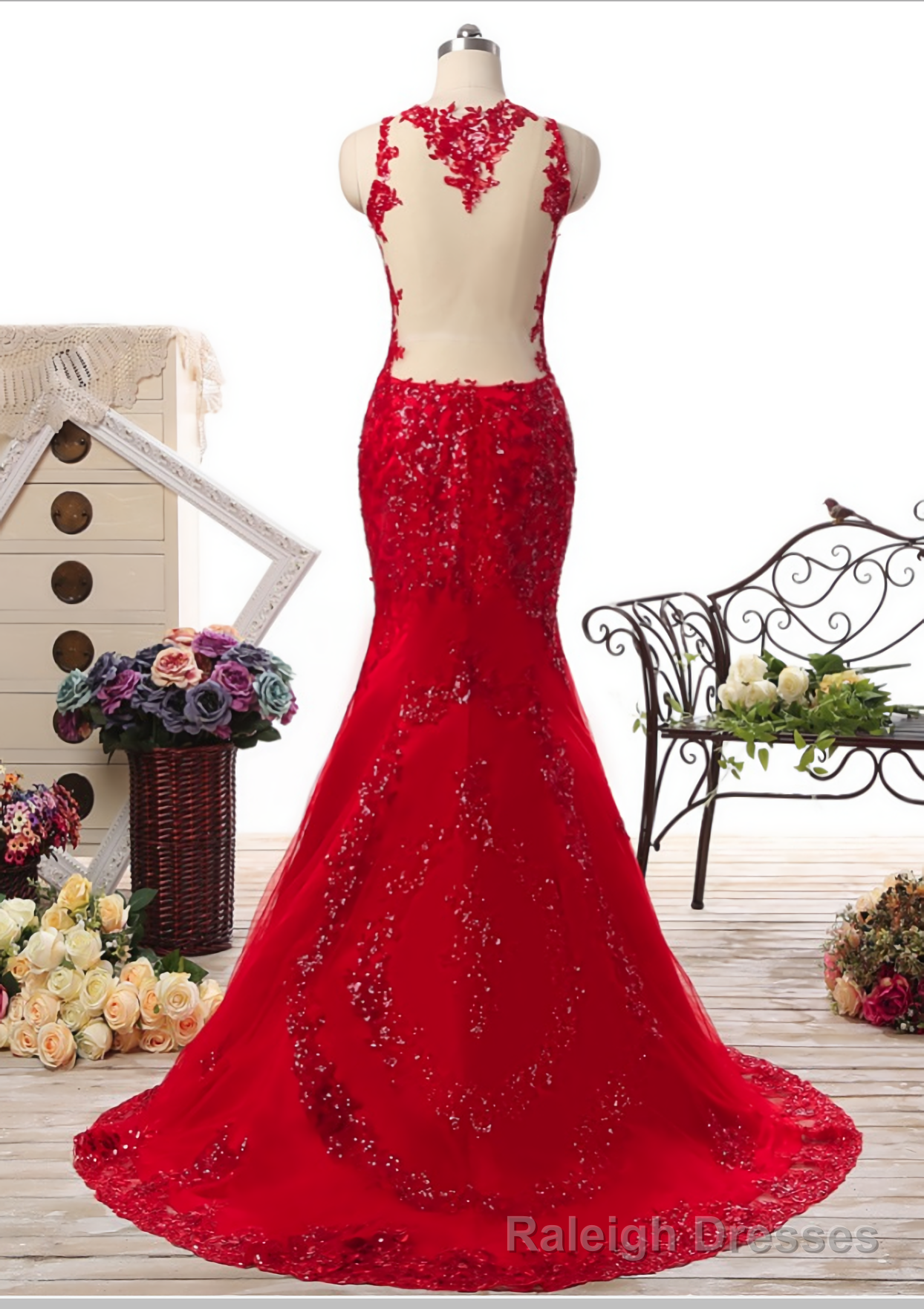 100%Real Photo Long Sweetheart Tulle Mermaid vestido de festa Sequined Appliques Floor Length Evening Dresses Secondary image