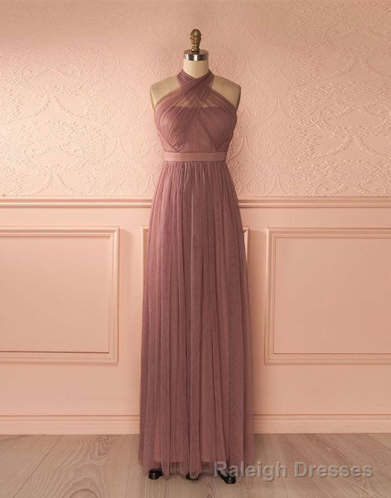 Cute Tulle A Line Long Prom Dress, Bridesmaid Dress Main image