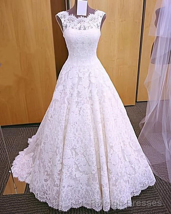 Vintage Cap Sleeves Open Back Lace 2026 White Wedding Dresses Main image