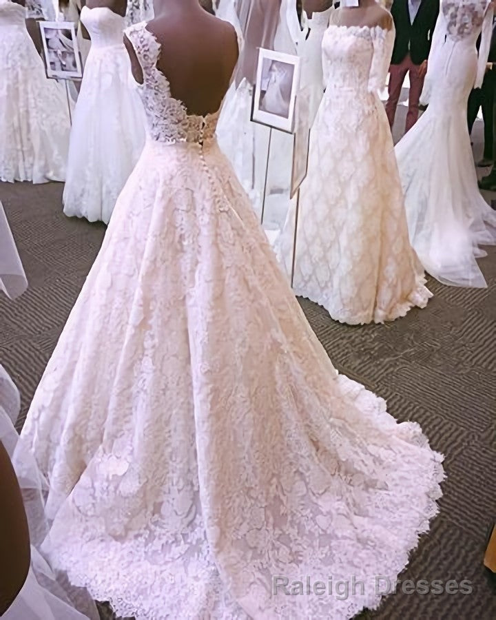 Vintage Cap Sleeves Open Back Lace 2026 White Wedding Dresses Secondary image