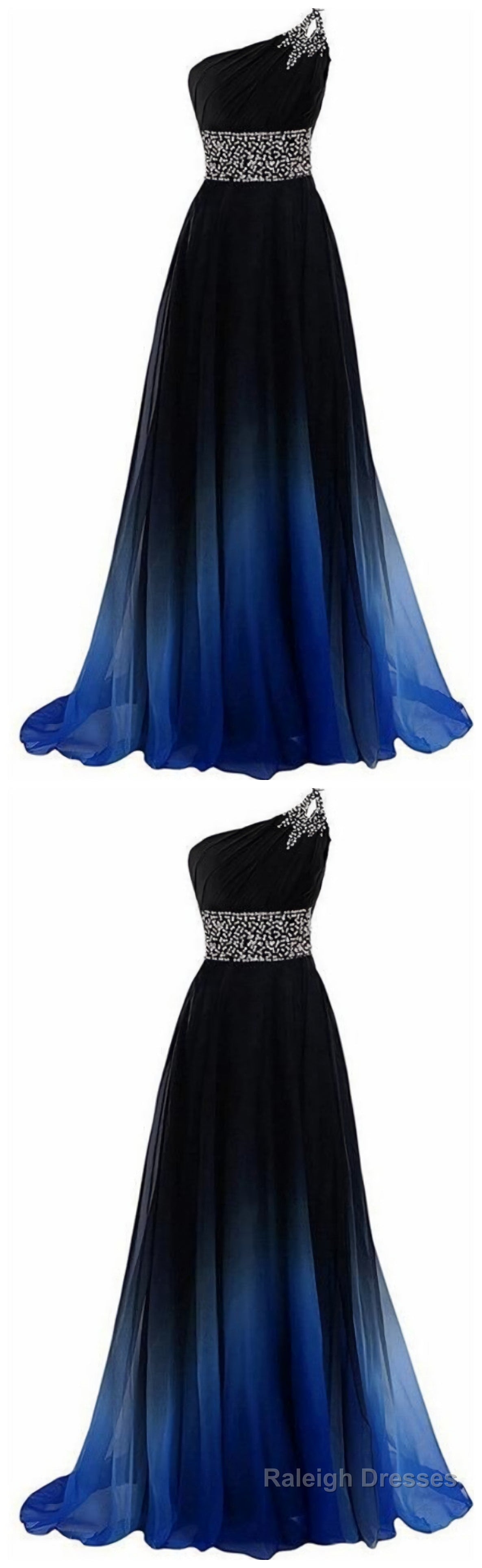 New Arrival One Shoulder Beaded Long Prom Dress, Custom Made Women Party Gowns