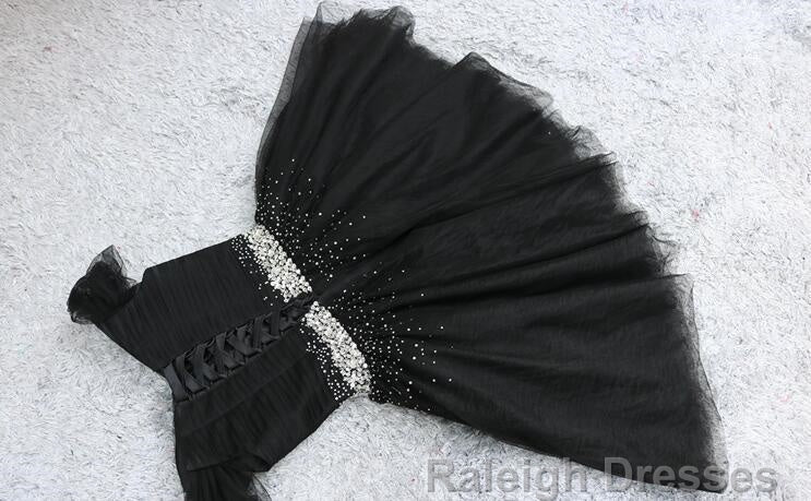 Cute Black Short Tulle Sweetheart Black D ress Prom Dresses Secondary image