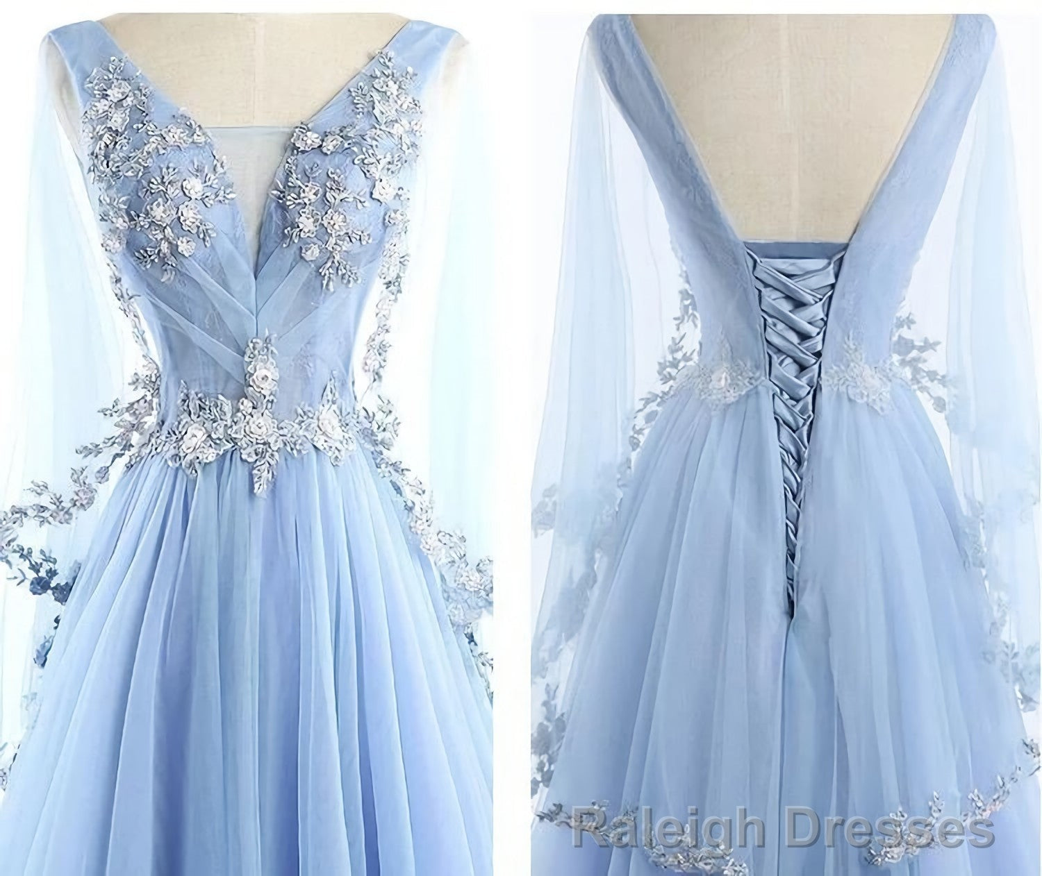 Beautiful Tulle Light Blue Floor Length Prom Dress, New Party Dress Main image
