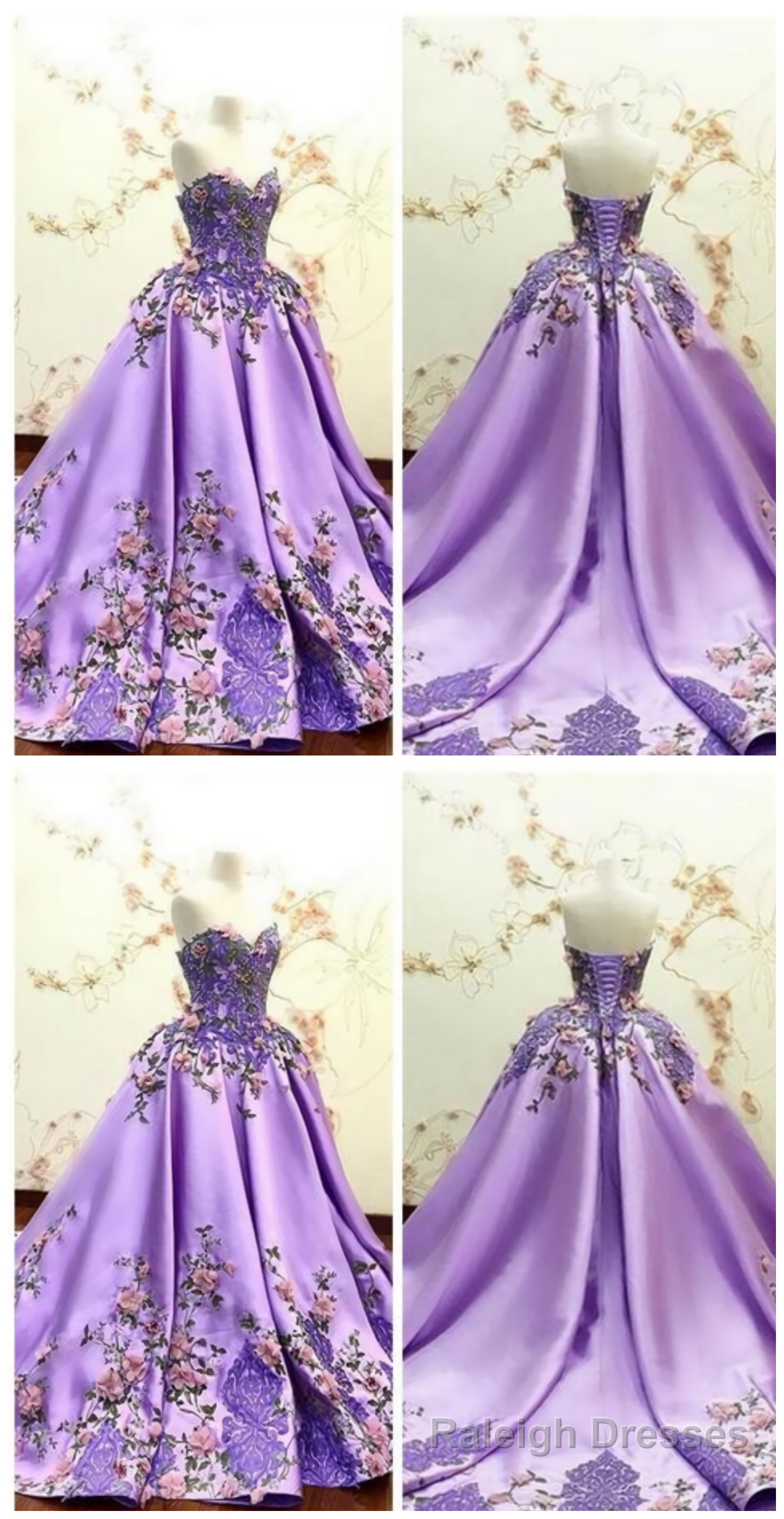 Beautiful Sweetheart 3D Flowers Adorned Prom Dresses, Embroidery Satin Lace Appliques Bandage Formal Special Occasion Evening Party Gowns