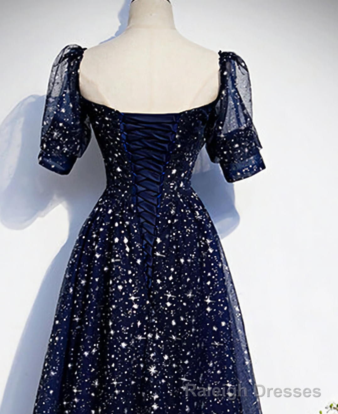 Tulle Square Short Sleeve Prom Dresses Secondary image