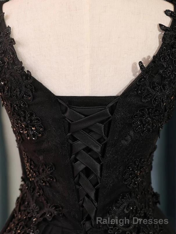 A Line V Neck Little Black Homecoming Dresses With Lace Up