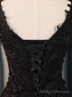 A Line V Neck Little Black Homecoming Dresses With Lace Up